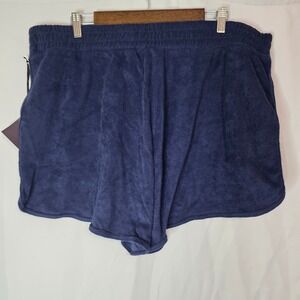 AVA & VIV Women's Navy Terry Cloth Lounge Shorts Elastic Waist Size 1X